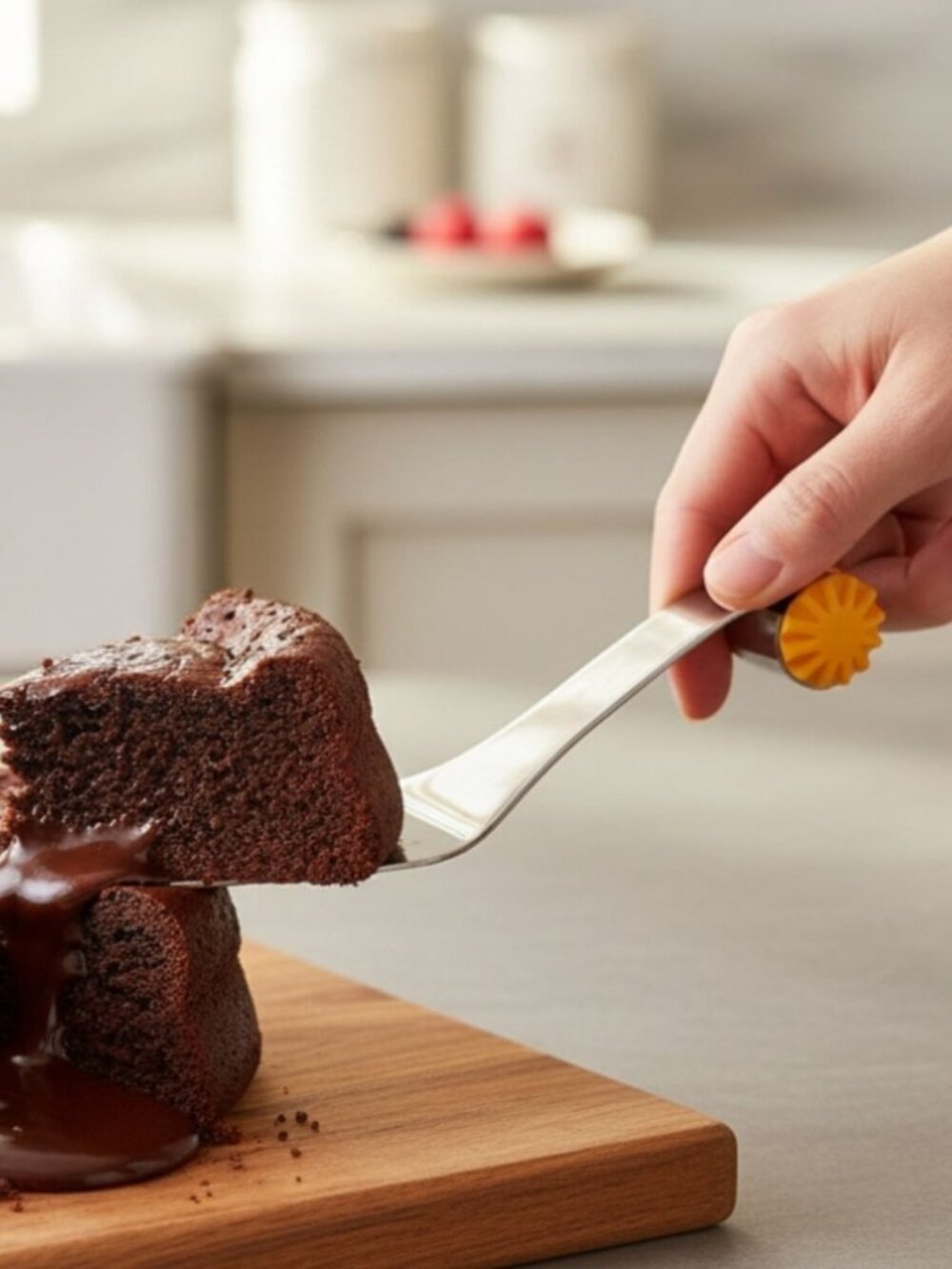 VTG Mid Century Modern Chrome Bakelite Cake Pie Server Butterscotch By Chase‎